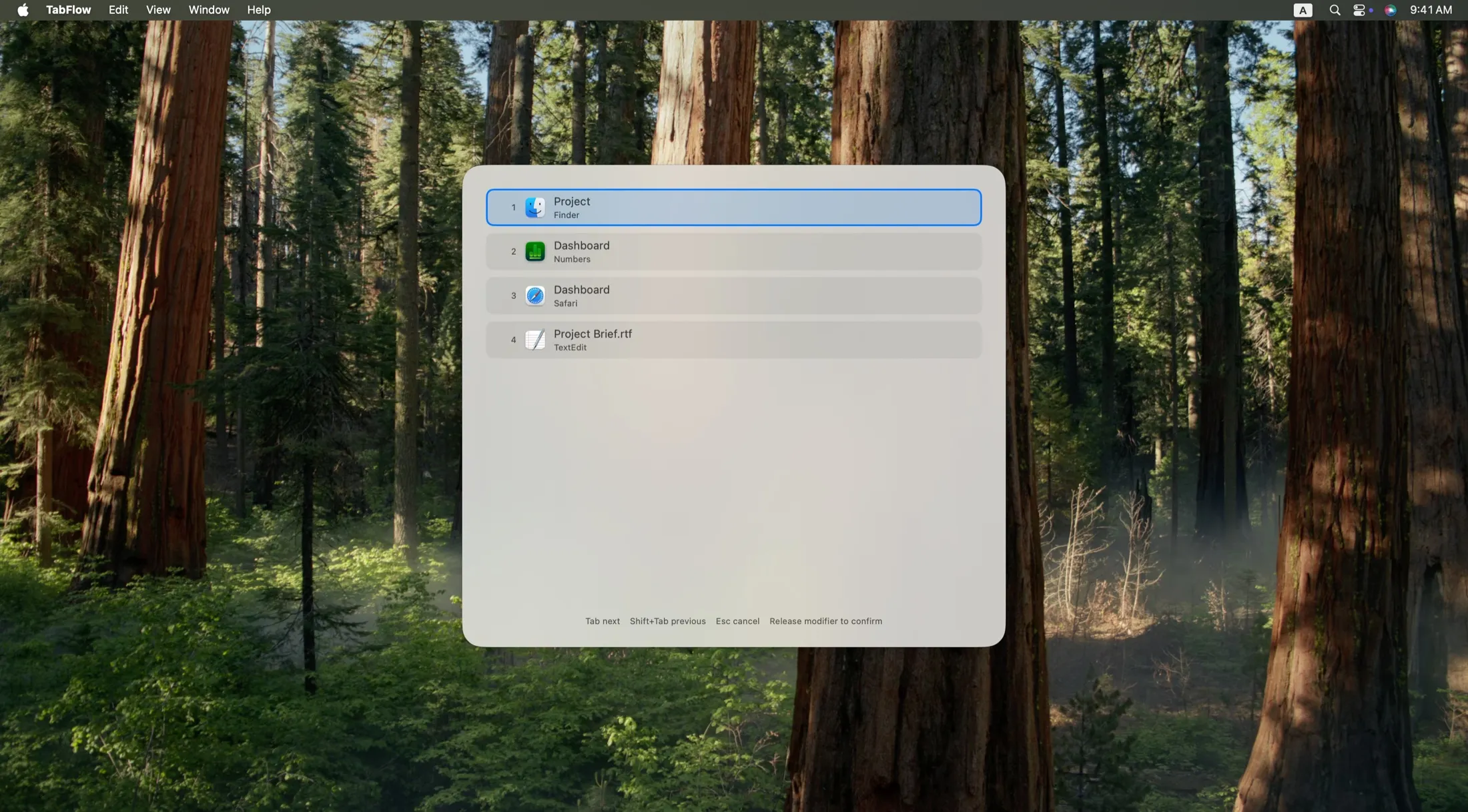 TabFlow list layout